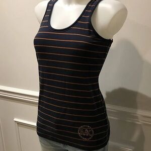 Michael kors navy striped tank top rhinestone logo
